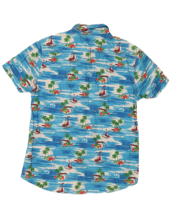 Cedarwood State Chemise à manches courtes pour homme Bleu moyen Coton hawaïen