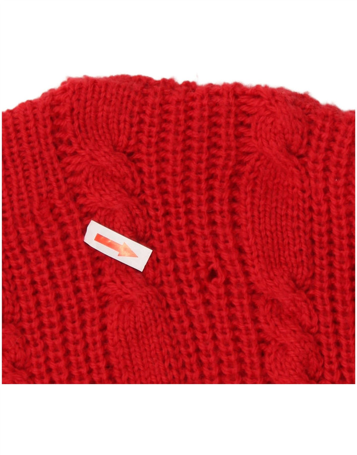 vintage Femmes Bateau Cou Jumper Pull UK 12 Rouge Moyen