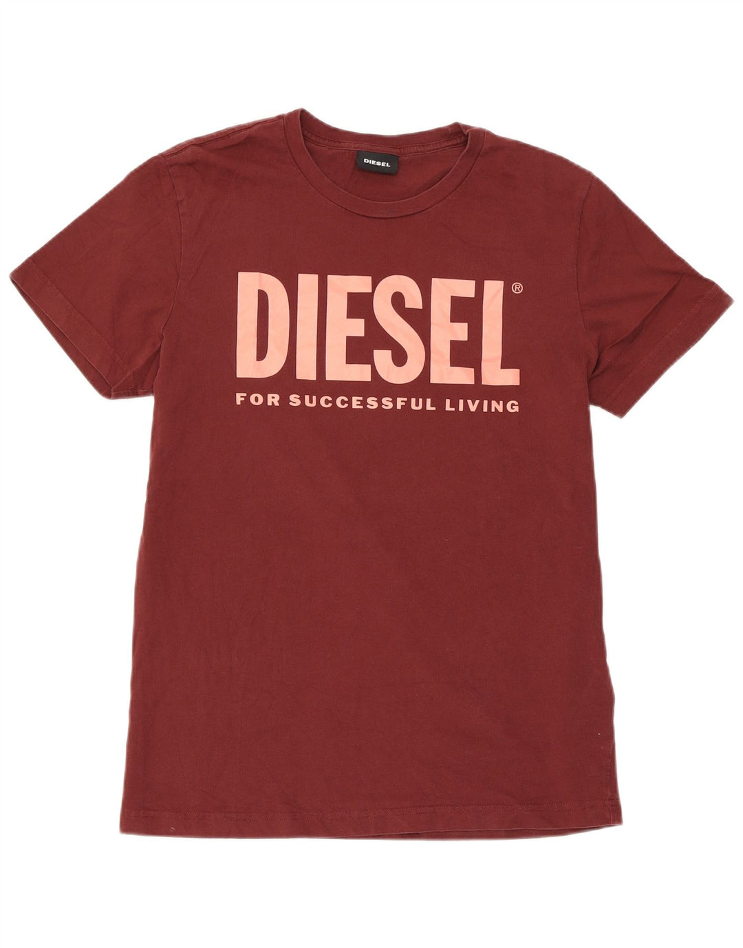 Diesel T-Shirt Graphique Homme Coton Bordeaux Moyen