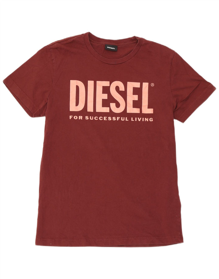 Diesel T-Shirt Graphique Homme Coton Bordeaux Moyen