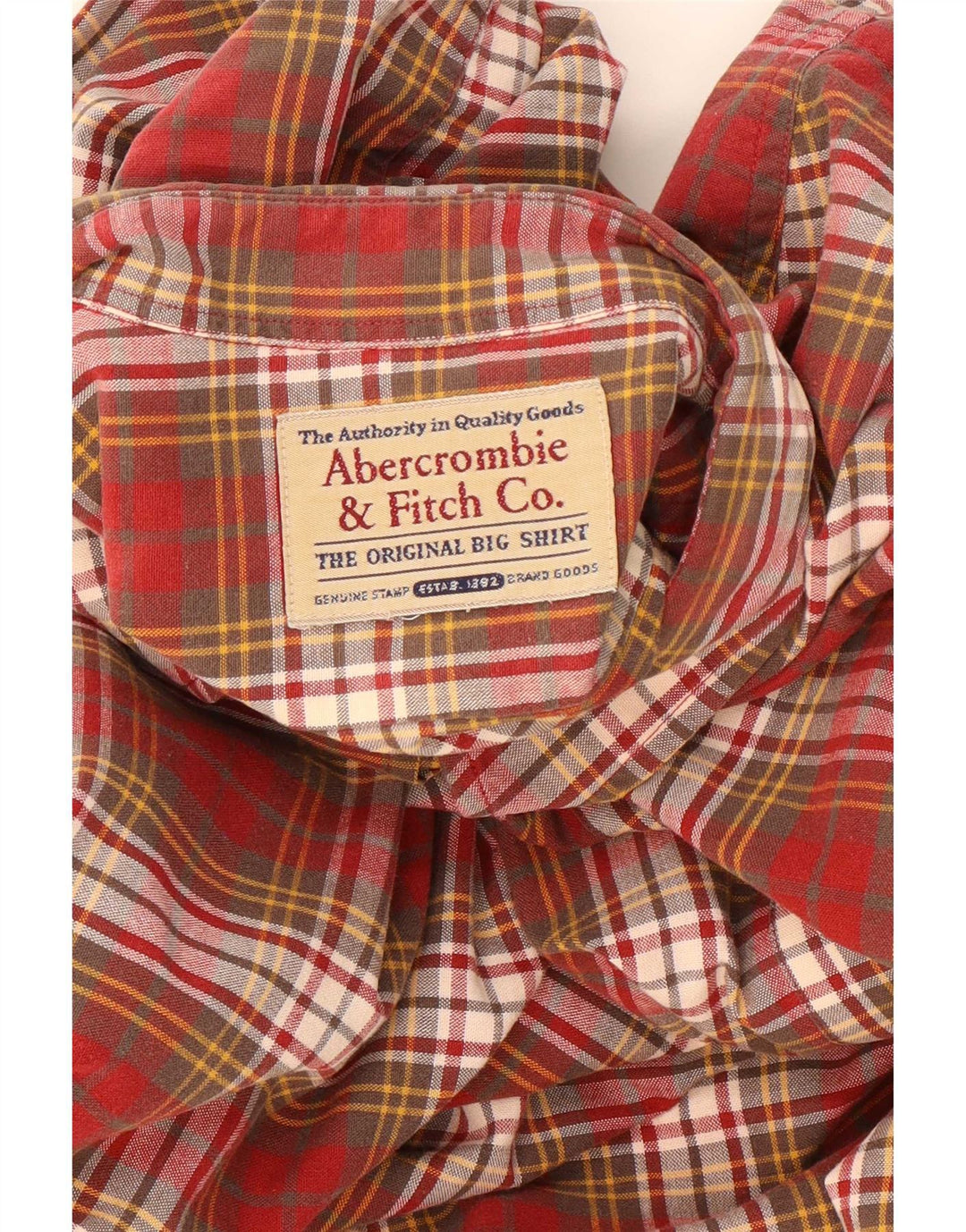 Abercrombie & Fitch Chemise grande taille 2XL à carreaux rouges pour homme
