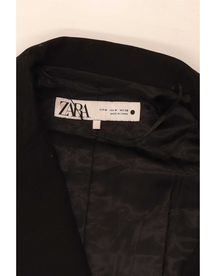 Zara Veste Blazer 2 Boutons Femme UK 14 Medium Noir Viscose