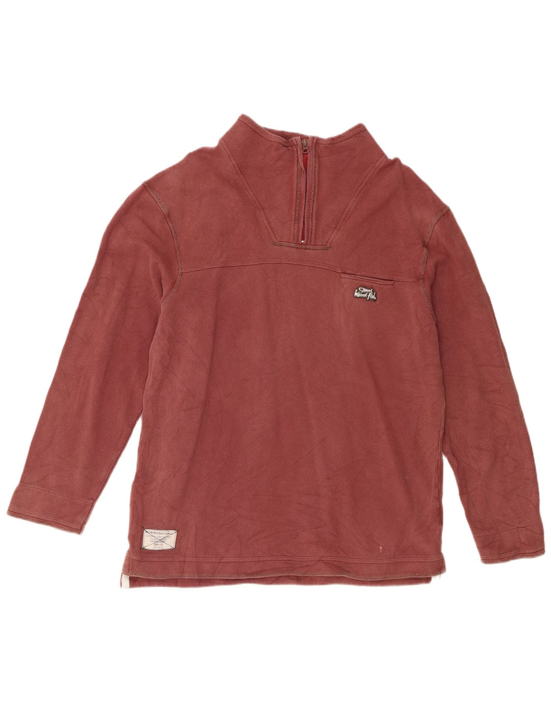 Weird Fish Sweat-shirt à col zippé pour homme en coton marron moyen