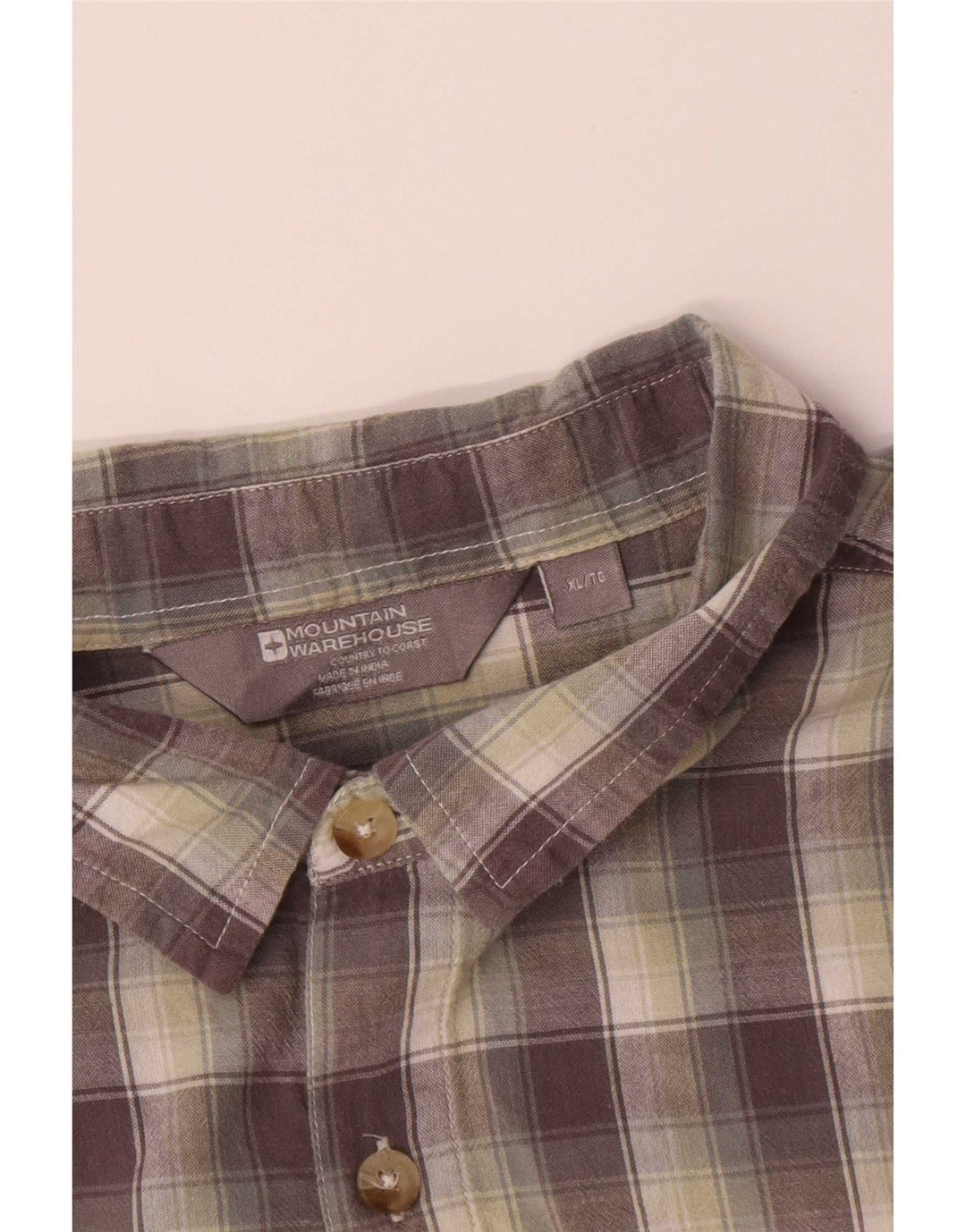 Mountain Warehouse Chemise à manches courtes pour homme XL en coton à carreaux gris