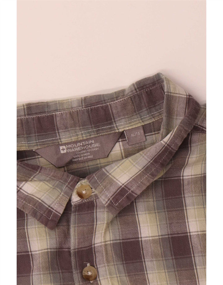 Mountain Warehouse Chemise à manches courtes pour homme XL en coton à carreaux gris