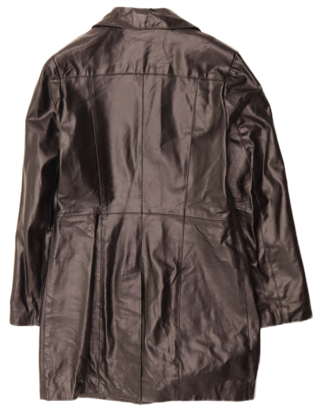manteau en cuir femme vintage UK 10 Petit Noir