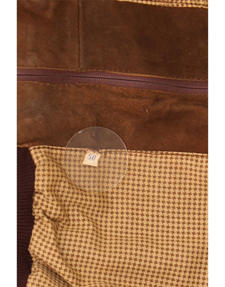 vintage Mens Suede Bomber Jacket IT 50 Grand Brun
