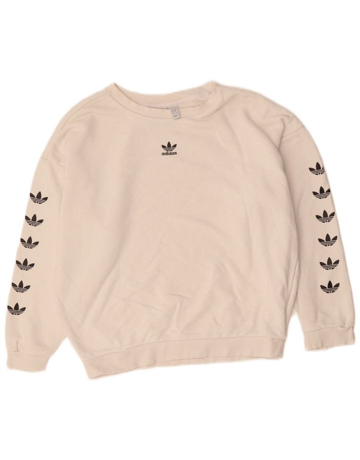 Adidas Sweat-shirt court surdimensionné pour femme UK 8 Petit Blanc