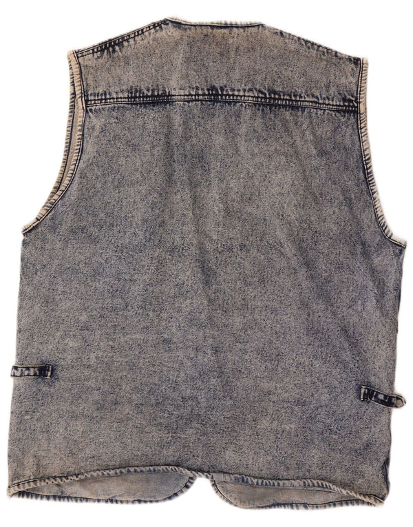 vintage Mens Denim Gilet UK 40 Grand Bleu