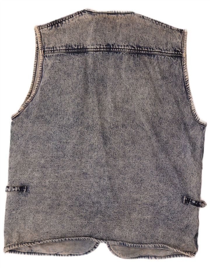vintage Mens Denim Gilet UK 40 Grand Bleu