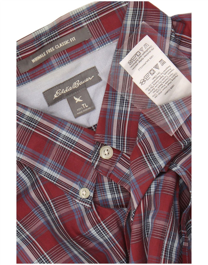 Eddie Bauer Chemise haute coupe classique pour homme en coton à carreaux bordeaux