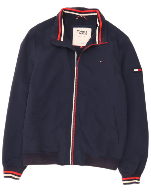 Tommy Hilfiger Veste Bomber Homme UK 38 Medium Bleu Marine Rayé Polyamide
