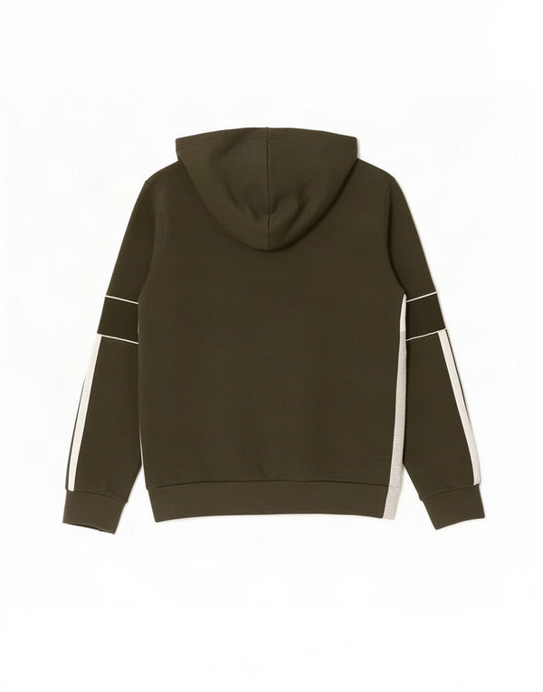 Adidas Pull à capuche graphique avec col zippé pour garçon 9-10 ans Kaki Coton