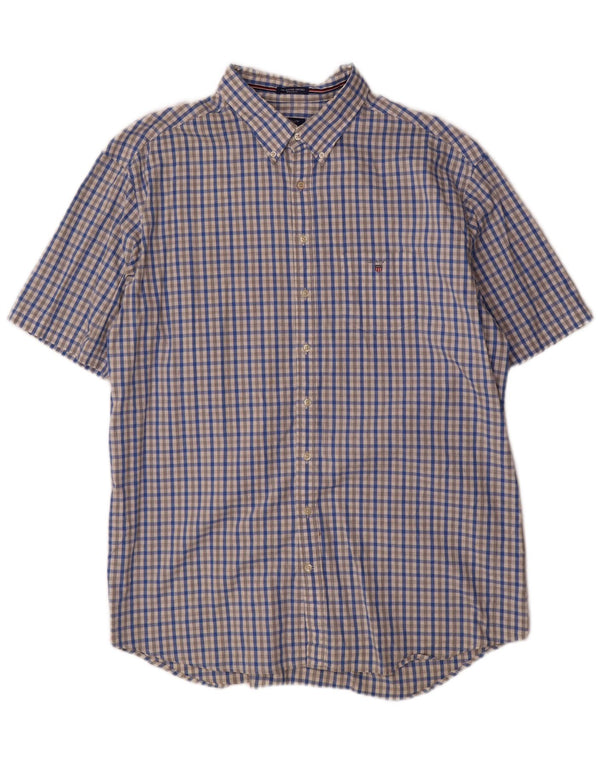 Gant Chemise à manches courtes pour homme, coupe régulière, taille 47/48 19 3XL, bleu vichy