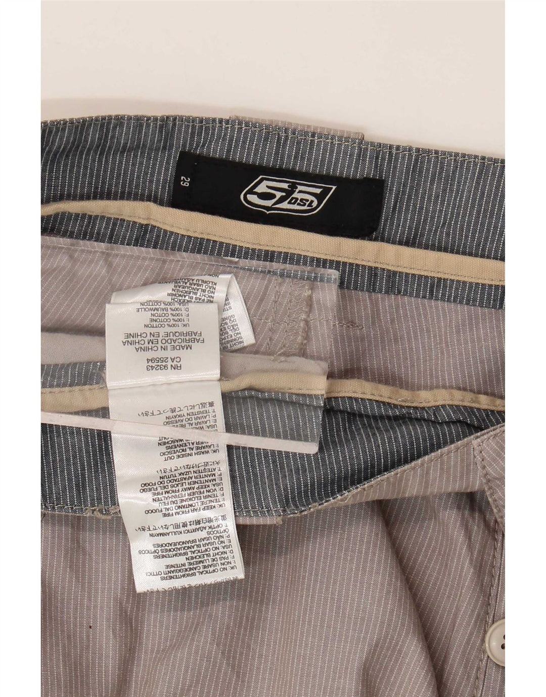 55DSL Short Chino Homme W29 Coton Rayé Gris Moyen