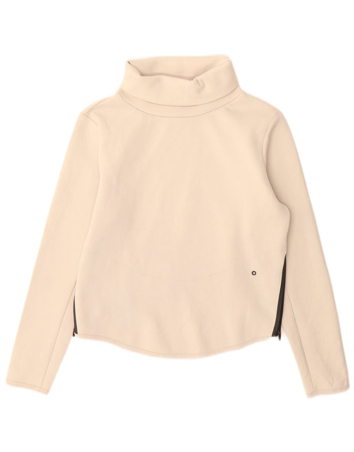 Nike Femme Dri Fit Surdimensionné Col Roulé Sweat Pull UK 6 XS Beige