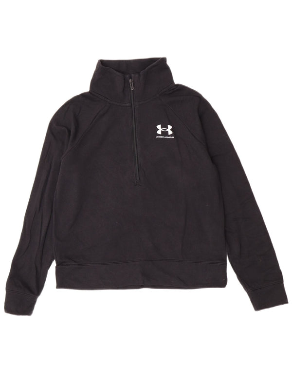 Under Armour Haut de survêtement à col zippé pour femme UK 10 Small Noir