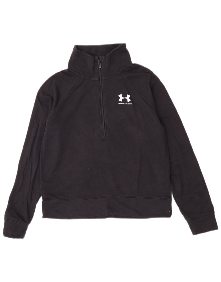 Under Armour Haut de survêtement à col zippé pour femme UK 10 Small Noir