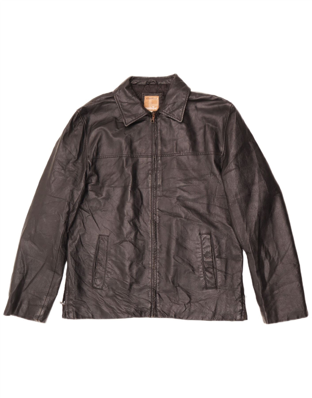 Conbipel Veste en cuir pour homme UK 38 Cuir noir moyen