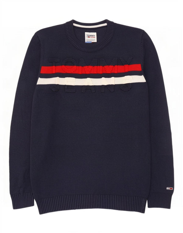 Tommy Hilfiger Pull à col rond pour homme Small Bleu marine Colourblock
