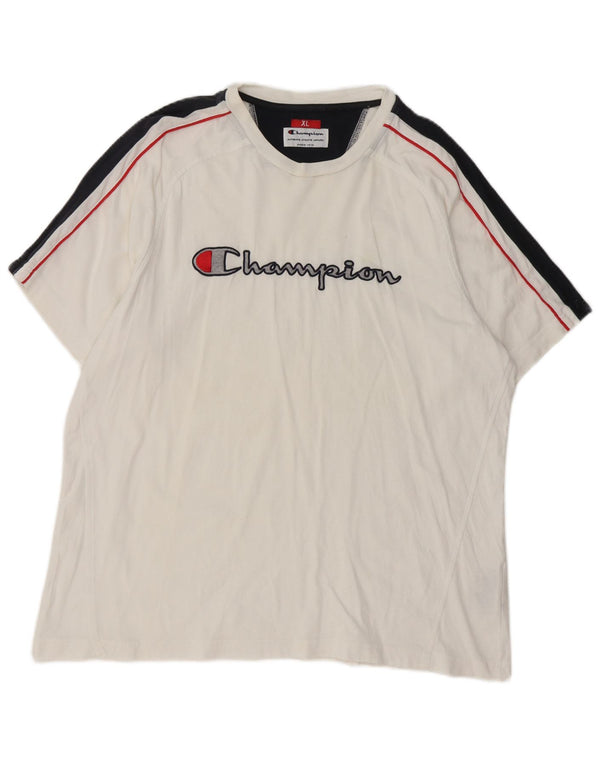 Champion T-Shirt Graphique Homme Top XL Coton Colorblock Blanc
