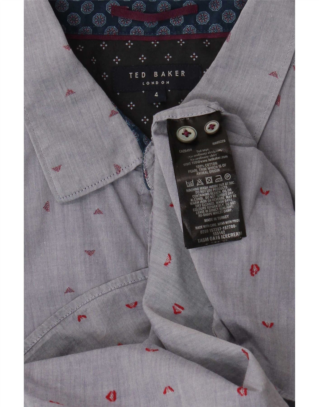 Ted Baker Chemise Homme Taille 4 Grand Coton À Pois Bleu