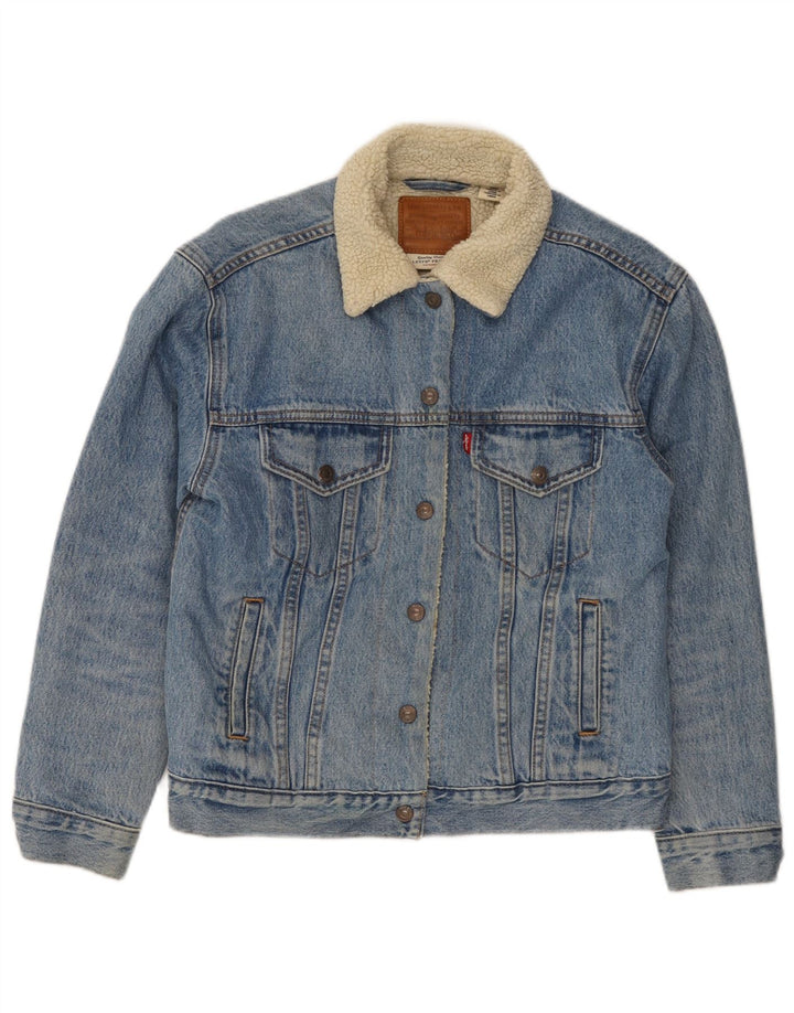 Levi's Veste en Jean Graphique Sherpa Femme UK 10 Petit Bleu Coton