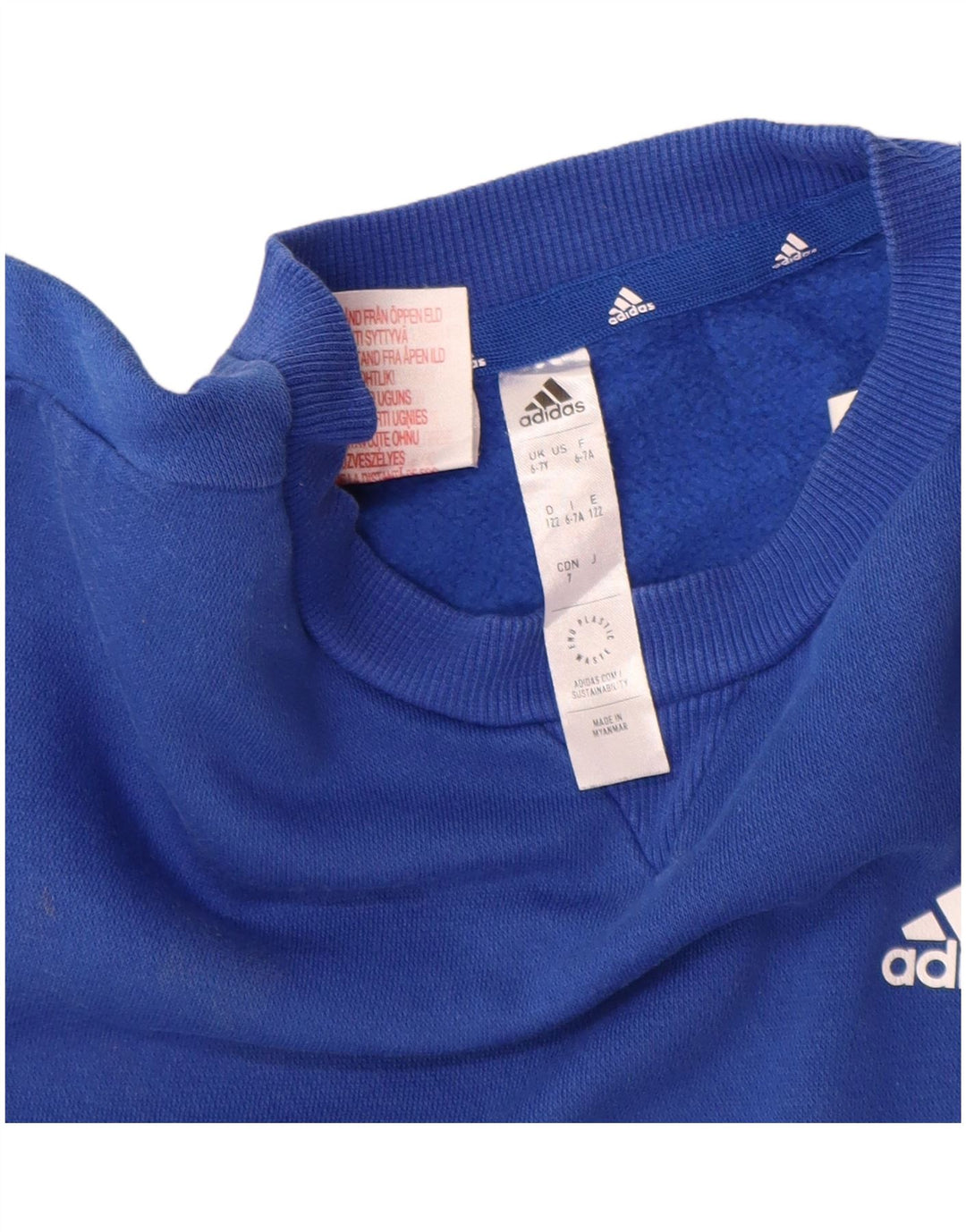 Adidas Sweatshirt Jumper Garçon 6-7 ans Bleu Coton