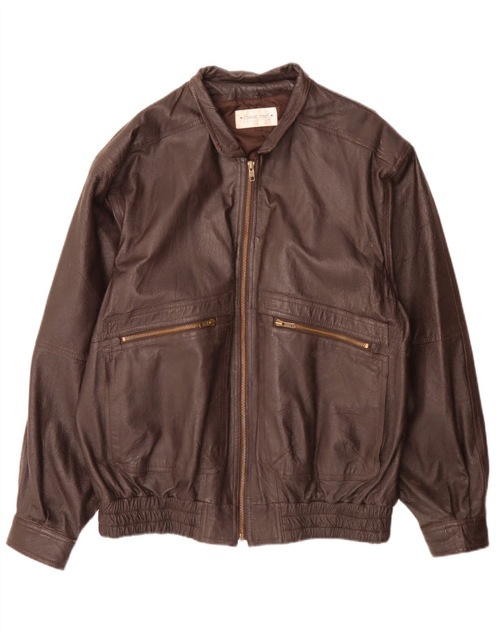 veste en cuir homme vintage UK 40 Grand Marron
