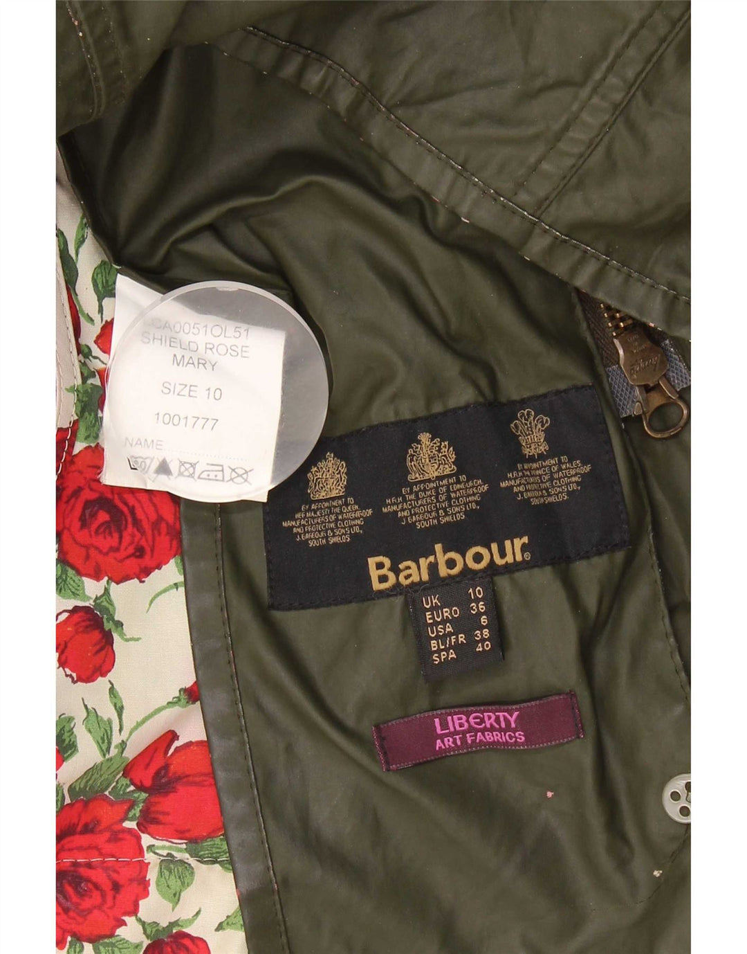 Barbour Veste en coton ciré pour femme UK 10 Small Kaki