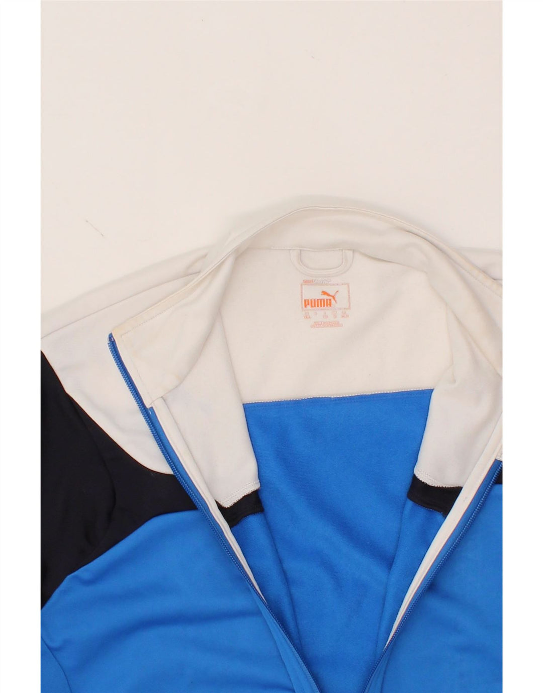 PUMA Boys Tracksuit Top Jacket 15-16 Years 2XL Blue Colourblock Polyester Vintage Puma and Second-Hand Puma from Messina Hembry 