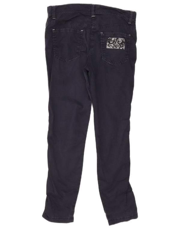 Byblos Pantalon décontracté slim femme W28 L28 Bleu marine Coton