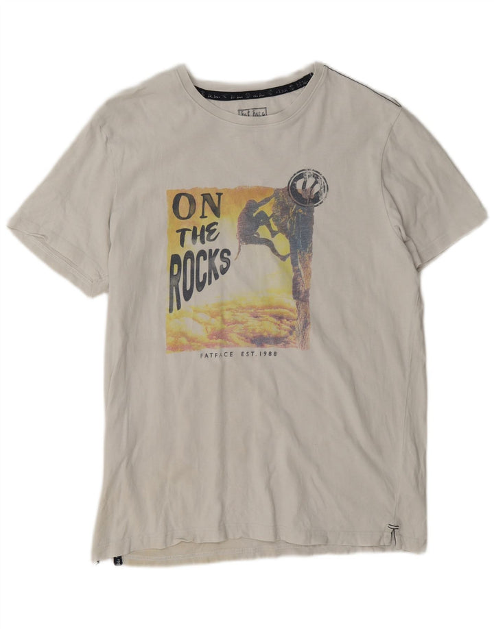 Fat Face T-Shirt Graphique Homme Blanc Moyen Coton