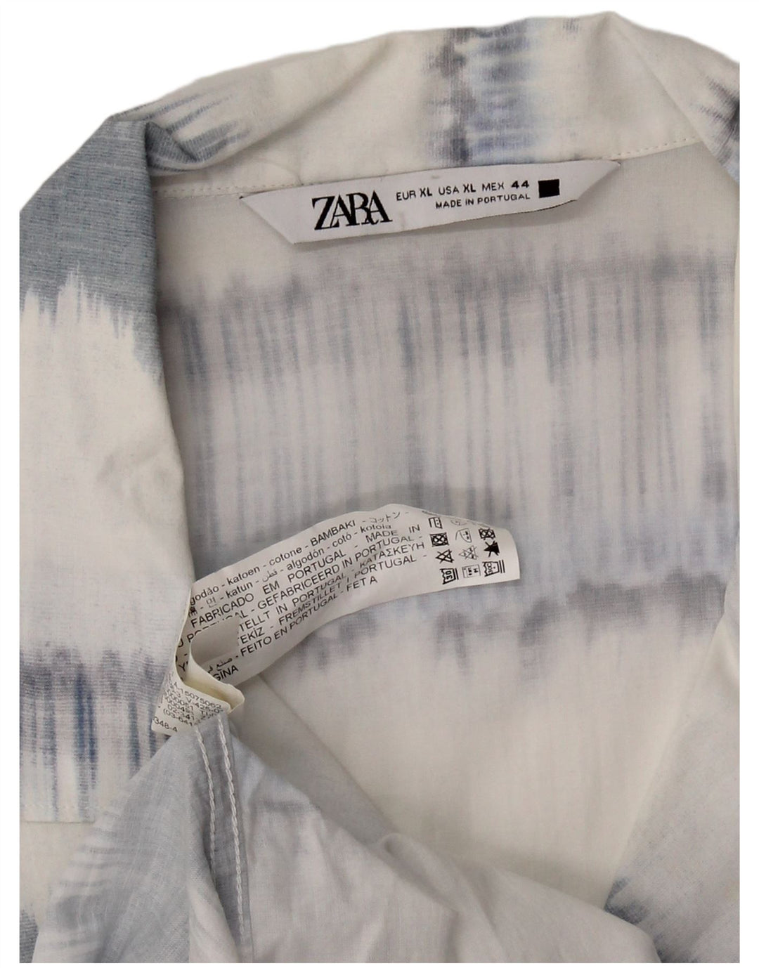 Chemise à manches courtes homme ZARA XL coton rayé bleu