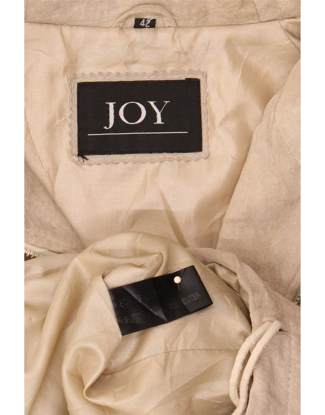 Joy Manteau à capuche en daim pour femme EU 42 Grand cuir beige