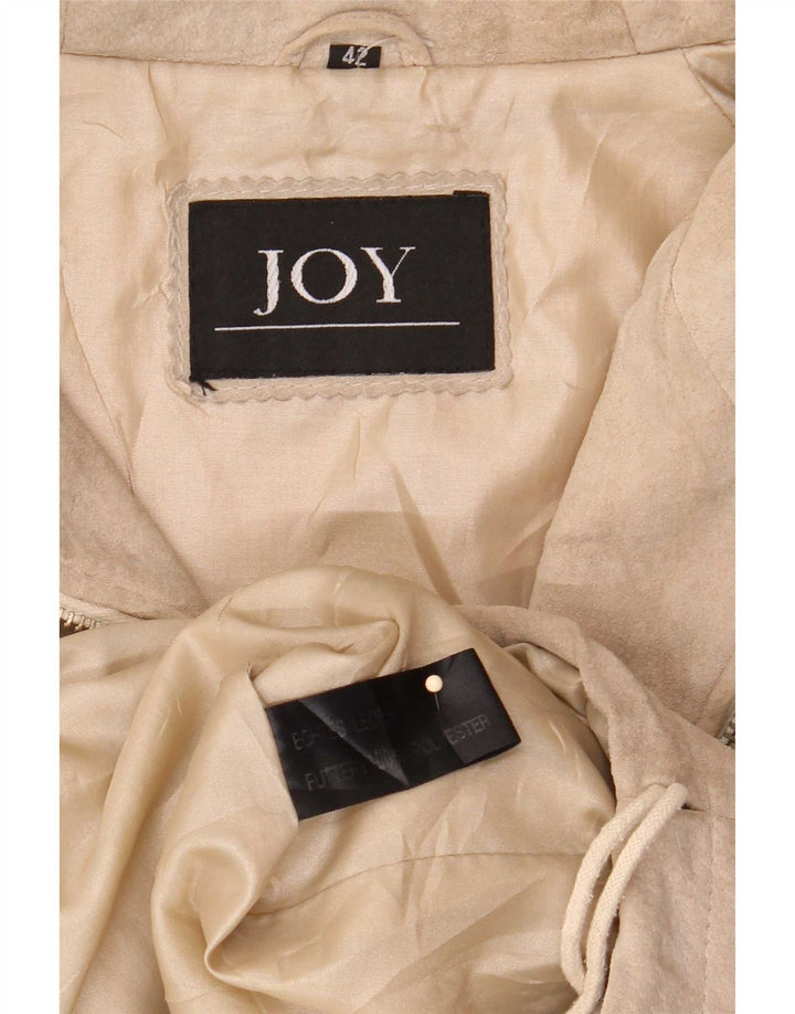 Joy Manteau à capuche en daim pour femme EU 42 Grand cuir beige