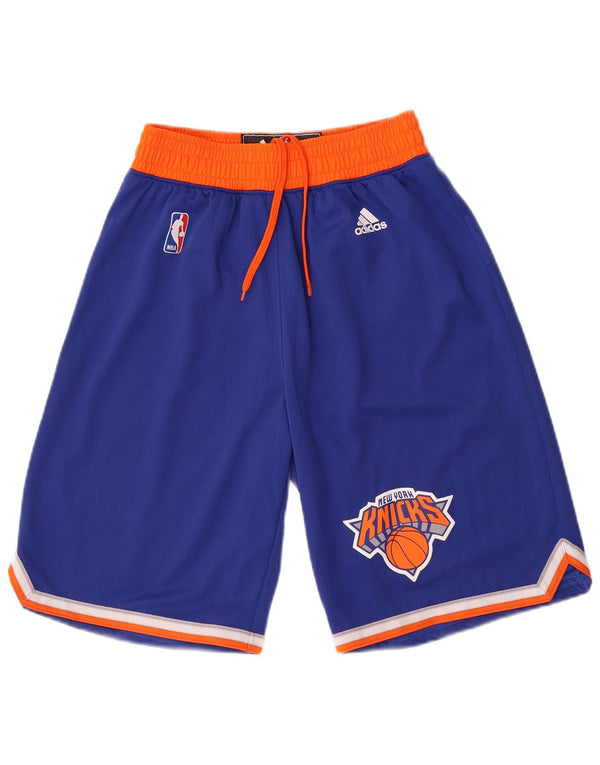Adidas Short de Sport New York Knicks Homme Petit Bleu Colorblock Polyester