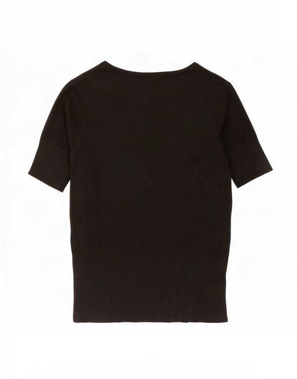 Zara T-Shirt Femme Top UK 14 Large Noir Viscose