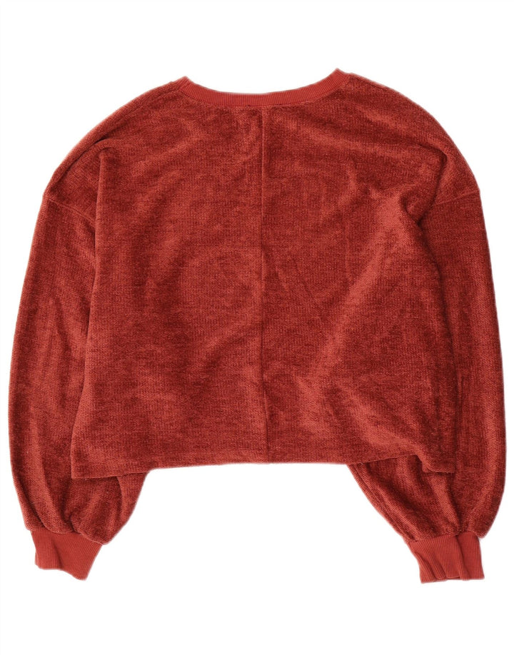 Zara Pull surdimensionné à col bateau pour femme UK 10 Petit Rouge Polyester