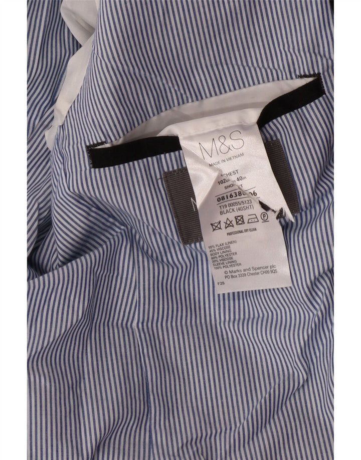 MARKS & SPENCER Veste Blazer 2 Boutons Homme UK 40 Grand Lin Noir