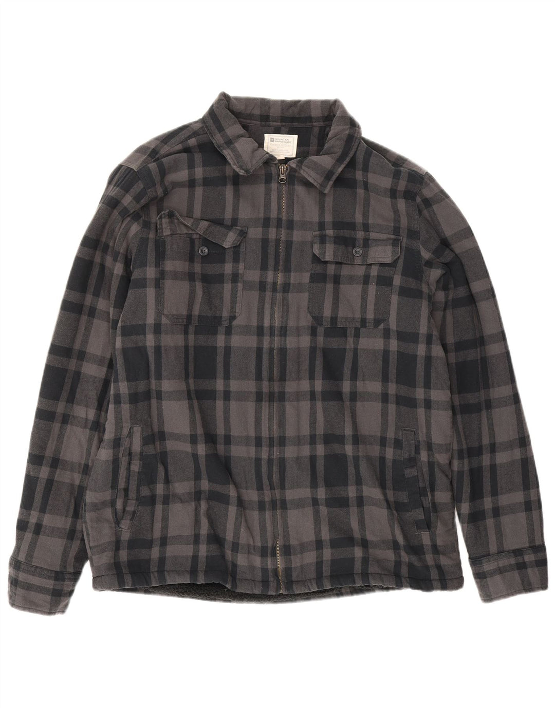 Mountain Warehouse Chemise en flanelle Lumberjack pour homme en coton à carreaux gris