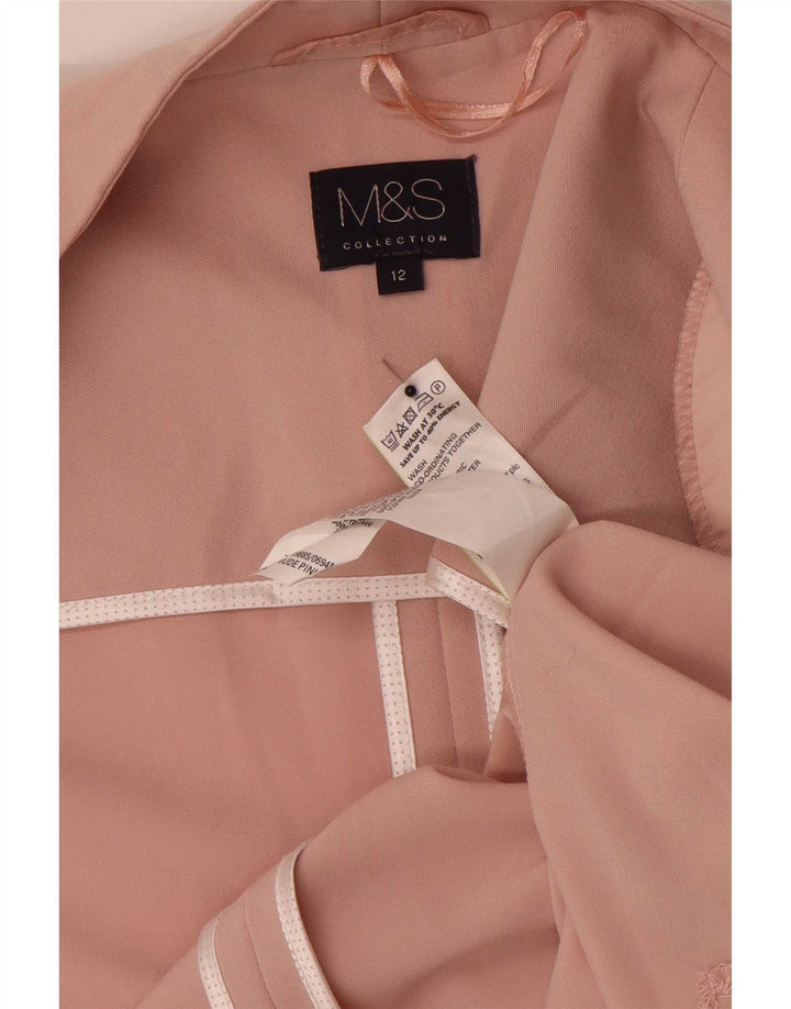 Marks & Spencer Veste Blazer Ouverte Femme UK 12 Rose Moyen Polyester