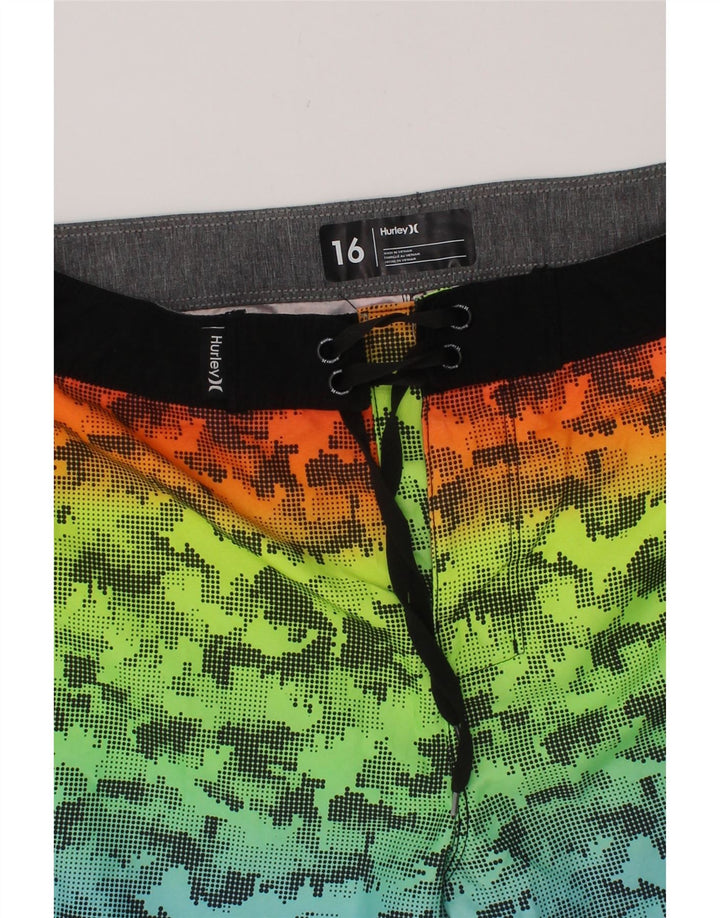 HURLEY Boys Swimming Shorts 15-16 Years  Multicoloured Camouflage Vintage Hurley and Second-Hand Hurley from Messina Hembry 