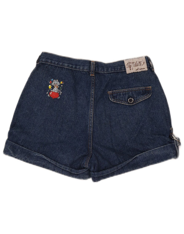 vintage Femme Taille Haute Pegged Denim Shorts IT 46 Grand W28 Bleu Marine