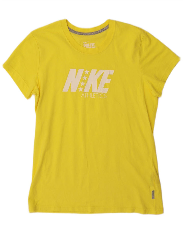 NIKE T-shirt graphique Dri Fit pour hommes, grand, jaune, coton