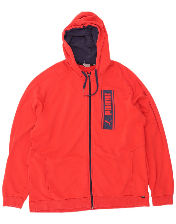 PUMA Pull à capuche zippé graphique pour homme 2XL Rouge Coton
