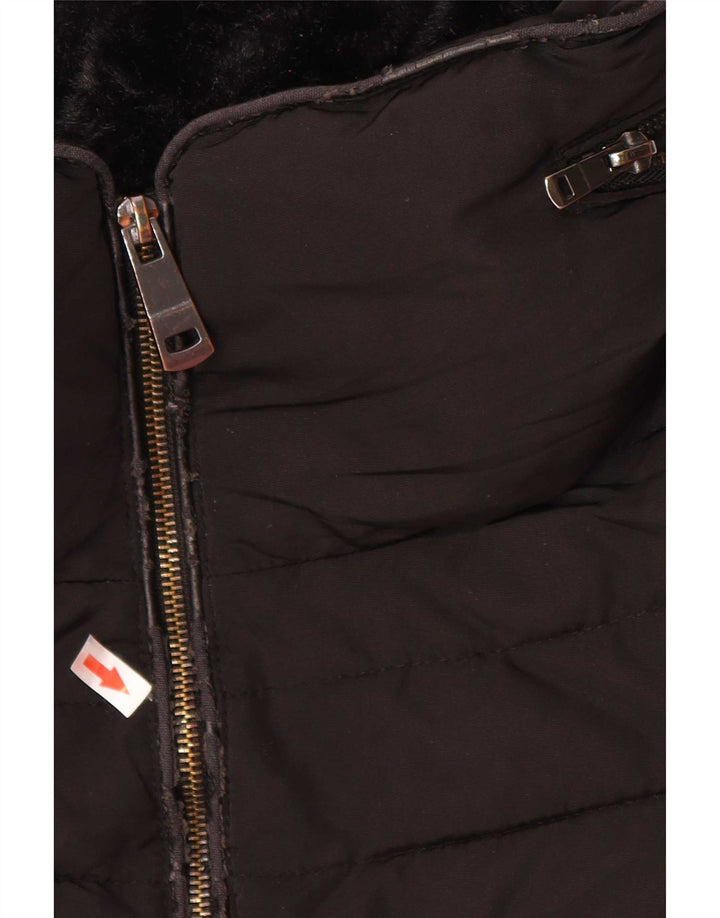Zara Veste matelassée à capuche pour femme UK 10 Small Noir