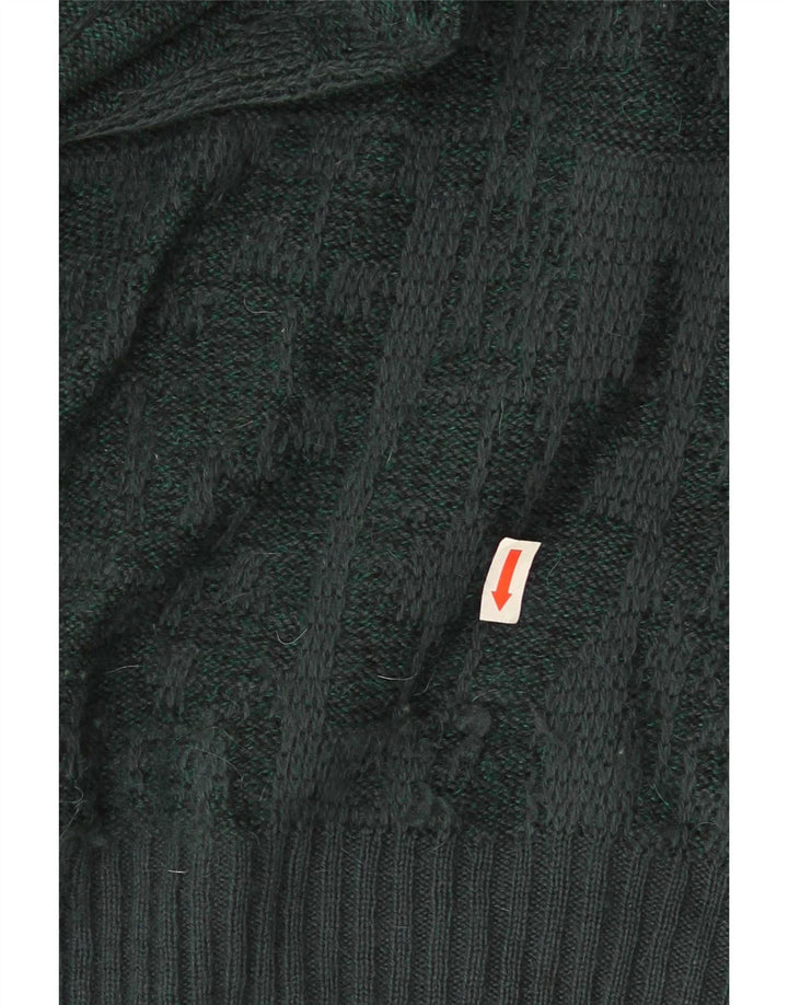 Maselli Pull à col rond coupe classique pour homme, grand motif géométrique vert