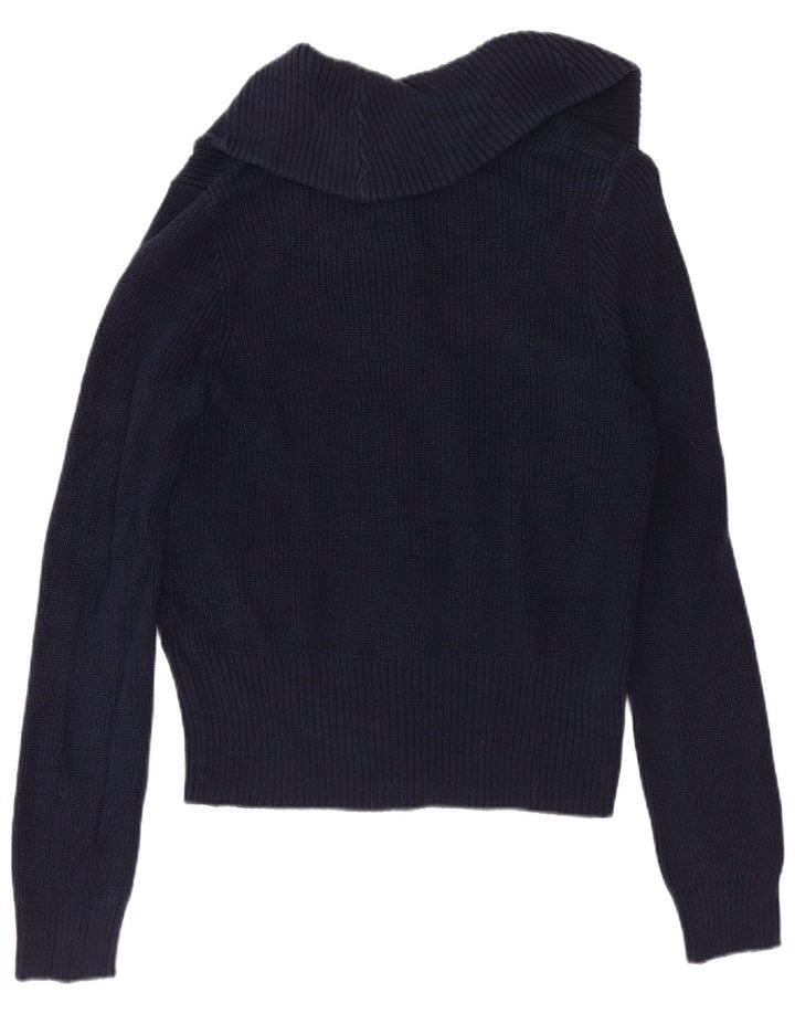 CHAPS Pull Cardigan Femme UK 10 Petit Coton Bleu Marine