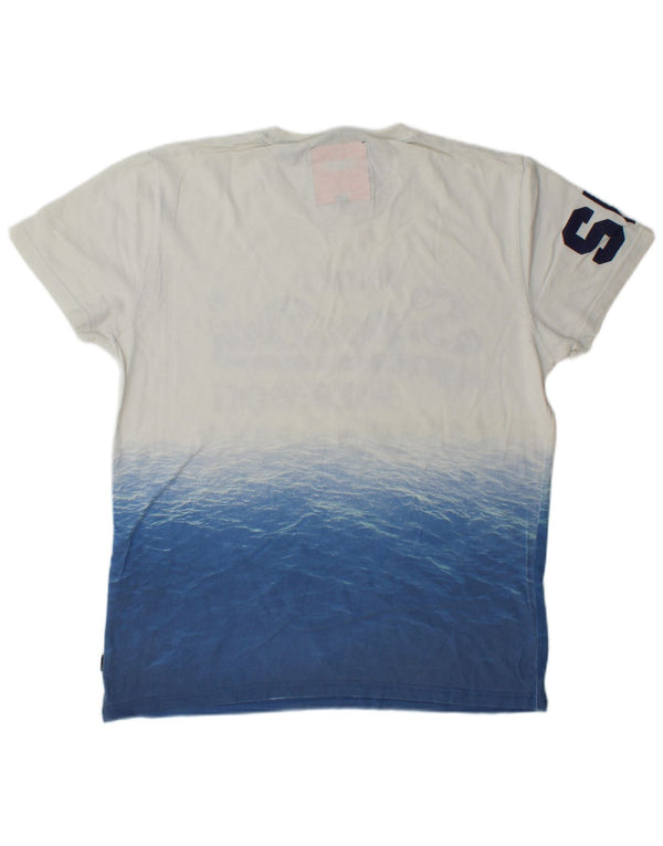 Superdry Homme T-Shirt Graphique Haut Large Coton Colorblock Blanc